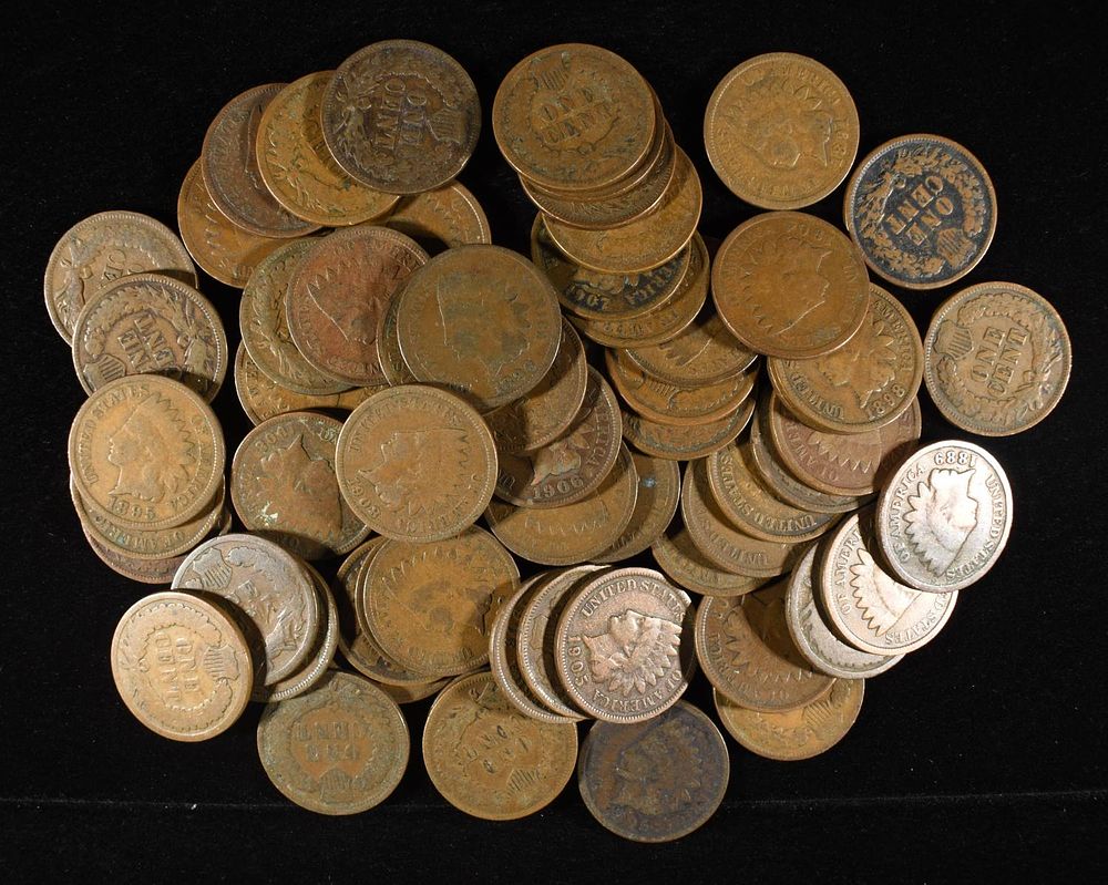 (65) INDIAN CENTS FROM THE 80'S, 90'S, 00'S. G4 & BETTER ESTIMATE $120 - $150.