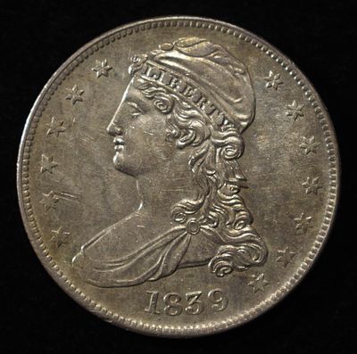 1839 CAPPED BUST HALF DOLLAR REED EDGE NICE UNC. LIGHT OLD CLEANING ESTIMATE $2000 - $2500.
