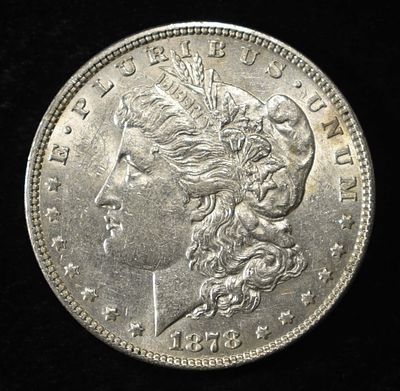 1878 7TF REV 78 MORGAN DOLLAR CH AU. LEADERS IN ON-LINE AUCTIONS ESTIMATE $80 - $100.