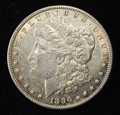 1896 MORGAN DOLLAR XF/AU. WEEKLY COIN & CURRENCY AUCTIONS ESTIMATE $90 - $130.