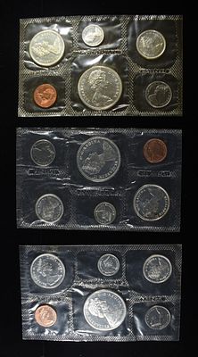 (3) 1965 CANADIAN SILVER PROOFLIKE SETS. LEADERS IN ON-LINE AUCTIONS ESTIMATE $150 - $200.