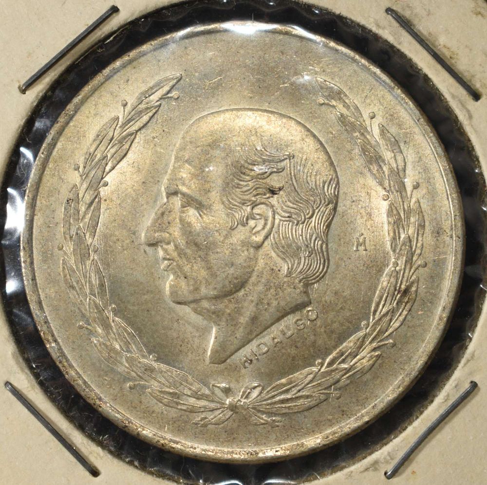 1953 FIVE PESOS 72% SILVER. LEADERS IN ON-LINE AUCTIONS ESTIMATE $75 - $100.