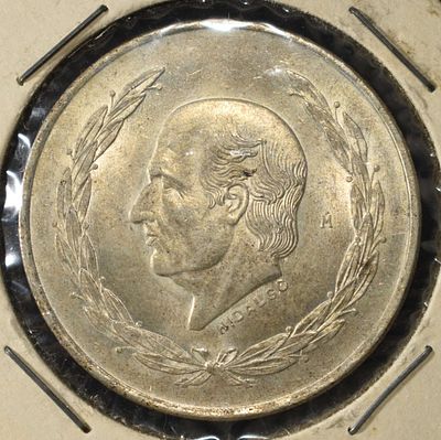 1953 FIVE PESOS 72% SILVER. LEADERS IN ON-LINE AUCTIONS ESTIMATE $75 - $100.