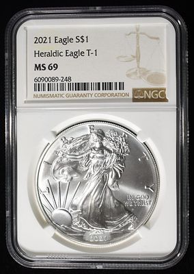 2021 AMERICAN SILVER EAGLE NGC MS69. CHECK OUT OUR UPCOMING AUCTIONS ESTIMATE $120 - $170.