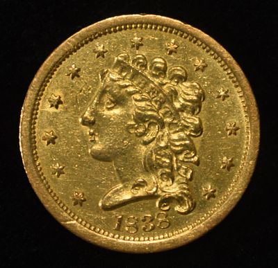 1838 $2.50 CLASSIC HEAD GOLD LUSTROUS BU. CHECK OUT OUR UPCOMING AUCTIONS ESTIMATE $4000 - $4500.