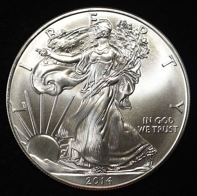 2014 AMERICAN SILVER EAGLE. CHECK OUT OUR UPCOMING AUCTIONS ESTIMATE $130 - $180.