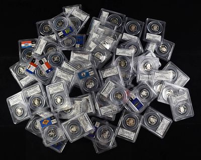 COMPLETE STATE QUARTER SET SILVER PCGS PR69. ALL 50 STATES + 6 TERRITORIES COOL SET! ESTIMATE 