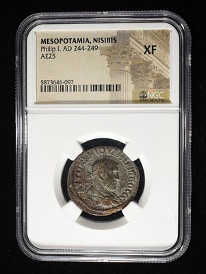 PHILIP I, AD 244-49 NGC XF. MESOPOTAMIA, NISIBIS, AE25 ESTIMATE $120 - $170.