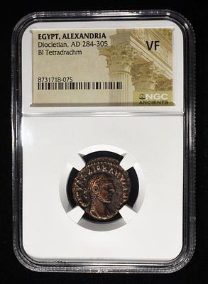 AD 284-305 DIOCLETIAN BI TETRADRACHM NGC VF. EGYPT, ALEXANDRIA ESTIMATE $110 - $160.