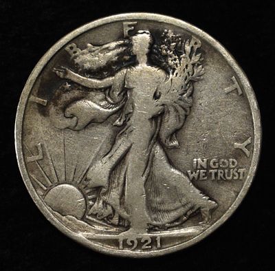1921 WALKING LIBERTY HALF DOLLAR FINE. WEEKLY COIN & CURRENCY AUCTIONS ESTIMATE $500 - $600.