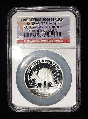 2011-P AUSTRALIA KANGAROO NGC PF70 ULTRA CAMEO. LEADERS IN ON-LINE AUCTIONS ESTIMATE $100 - $150.