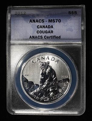 2012 CANADA COUGAR ANACS MS70. BID WITH SILVER CITY AUCTIONS ESTIMATE $100 - $150.