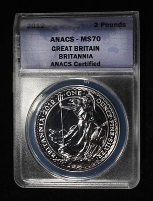 2012 GREAT BRITAIN BRITANNIA ANACS MS70. TOP RATED AUCTION HOUSE ESTIMATE $100 - $150.