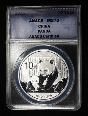2012 CHINA PANDA ANACS MS70. LEADERS IN ON-LINE AUCTIONS ESTIMATE $100 - $150.