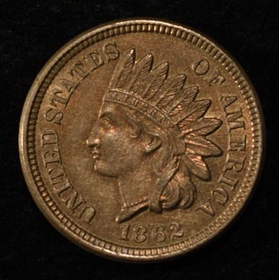 1862 INDIAN CENT CH/GEM BU. LEADERS IN ON-LINE AUCTIONS ESTIMATE $400 - $450.