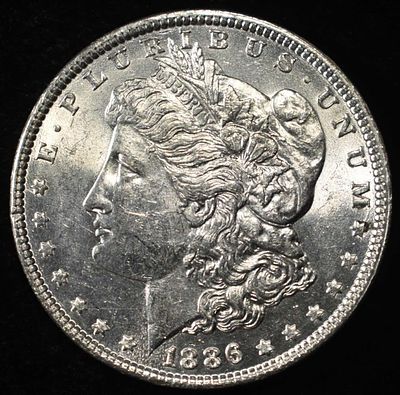 1886 MORGAN DOLLAR CH BU. WEEKLY COIN & CURRENCY AUCTIONS ESTIMATE $130 - $150.