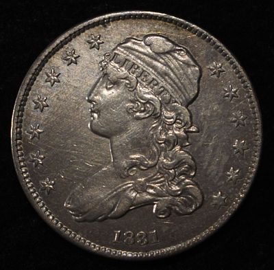 1831 CAPPED BUST QUARTER LOVELY ORIGINAL UNC. TOP RATED AUCTION HOUSE ESTIMATE $2100 - $2600.