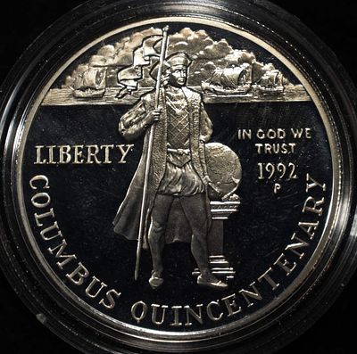 1992-P DOLLAR COMMEM COLUMBUS. BID WITH SILVER CITY AUCTIONS ESTIMATE $90 - $130.