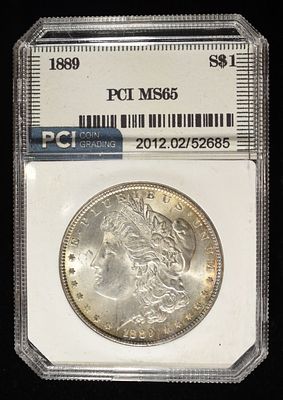 1889 MORGAN DOLLAR PCI GEM BU. LEADERS IN ON-LINE AUCTIONS ESTIMATE $140 - $190.