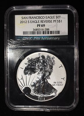 2012-S SILVER EAGLE NGC REV PF-69 EARLY RELEASE. CHECK OUT OUR UPCOMING AUCTIONS ESTIMATE $150 - 