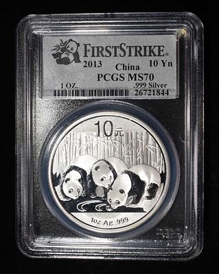 2013 CHINA 10 YN 1 OZ .999 PCGS MS70. CHECK OUT OUR UPCOMING AUCTIONS ESTIMATE $100 - $150.