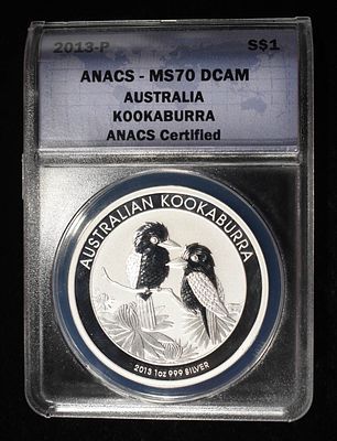 2013-P AUSTRALIA KOOKABURRA ANACS MS70 DCAM. WEEKLY COIN & CURRENCY AUCTIONS ESTIMATE $100 - $150.