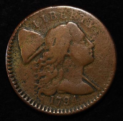 1794 LARGE CENT FINE. LEADERS IN ON-LINE AUCTIONS ESTIMATE $800 - $900.
