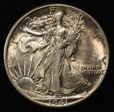 1941-S WALKING LIBERTY HALF DOLLAR GEM BU. LEADERS IN ON-LINE AUCTIONS ESTIMATE $400 - $500.