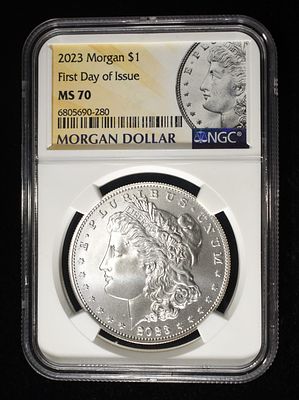 2023 MORGAN DOLLAR NGC MS70. CHECK OUT OUR UPCOMING AUCTIONS ESTIMATE $200 - $250.