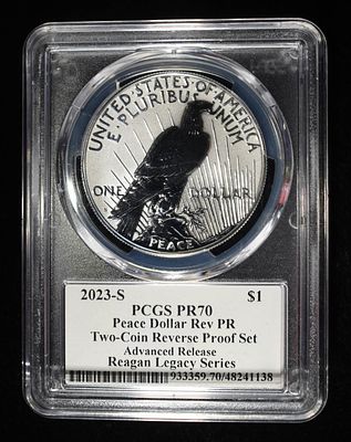 2023-S PEACE DOLLAR PCGS REV PR 70. CHECK OUT OUR UPCOMING AUCTIONS ESTIMATE $200 - $250.