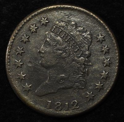 1812 CLASSIC HEAD LARGE CENT XF. SOME SURFACE ISSUES ESTIMATE $1700 - $2200.