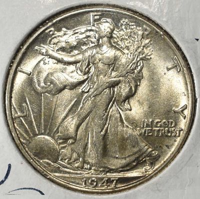 1947 WALKING LIBERTY HALF DOLLAR BU. BID WITH SILVER CITY AUCTIONS ESTIMATE $60 - $80.