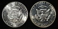 1964 CH BU & 1966 SP KENNEDY HALF DOLLARS. TOP RATED AUCTION HOUSE ESTIMATE $75 - $100.Image - 1