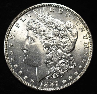 1887 MORGAN DOLLAR CH BU. TOP RATED AUCTION HOUSE ESTIMATE $100 - $150.