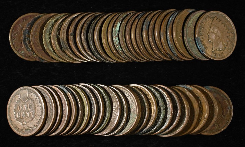 (50) INDIAN HEAD CENTS. TOP RATED AUCTION HOUSE ESTIMATE $80 - $120.