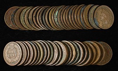(50) INDIAN HEAD CENTS. TOP RATED AUCTION HOUSE ESTIMATE $80 - $120.