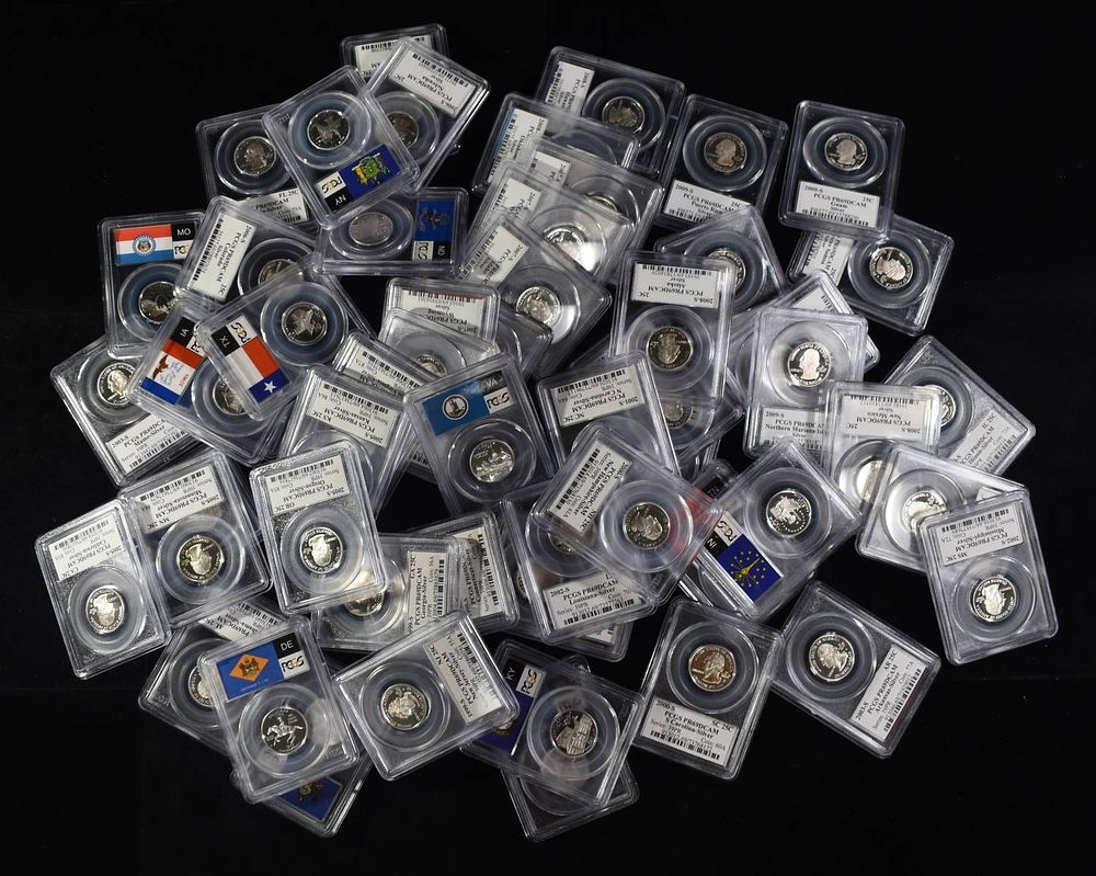 COMPLETE STATE QUARTER SET SILVER PCGS PR69. ALL 50 STATES + 6 TERRITORIES COOL SET! ESTIMATE 