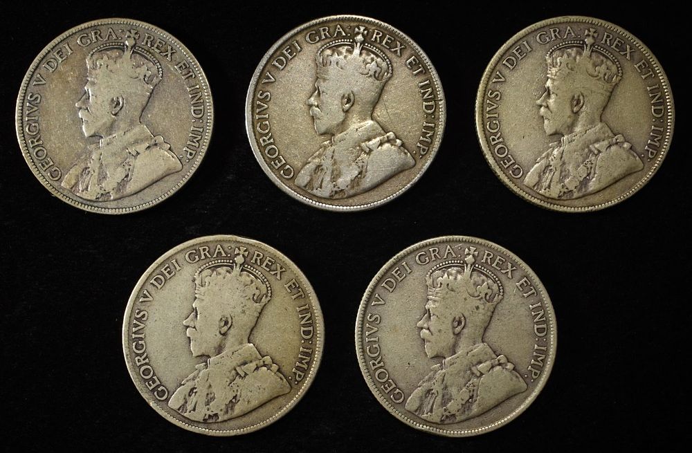 (5) 92.5% STERLING FOREIGN COINS. LEADERS IN ON-LINE AUCTIONS ESTIMATE $110 - $160.