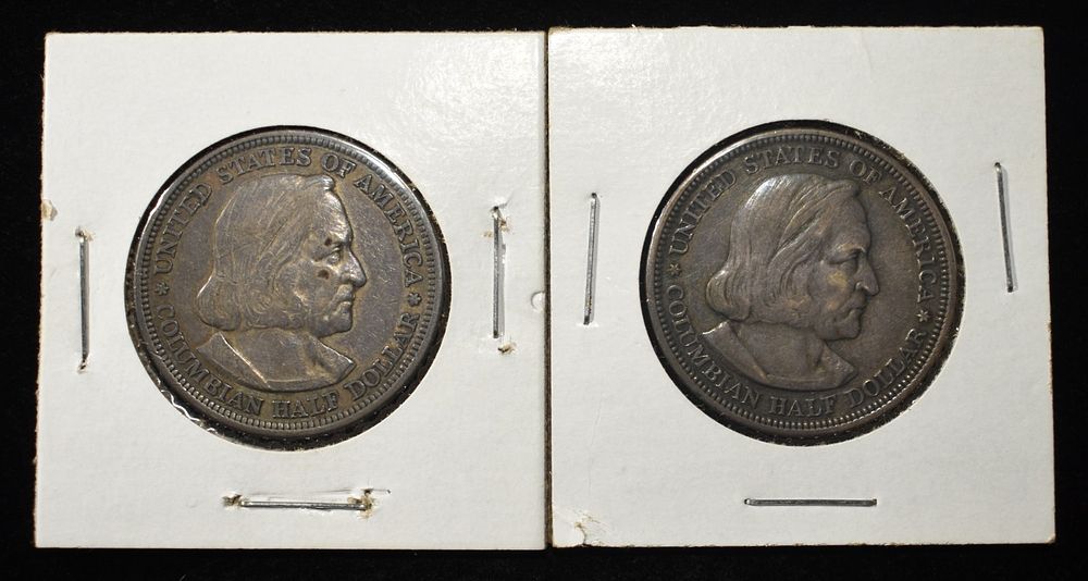 (2) 1892 COLUMBIAN EXPO HALF DOLLARS. LEADERS IN ON-LINE AUCTIONS ESTIMATE $100 - $150.