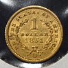 1851-O $1 GOLD TYPE1 CH ORIG UNC. LEADERS IN ON-LINE AUCTIONS ESTIMATE $1750 - $1950.Image - 1