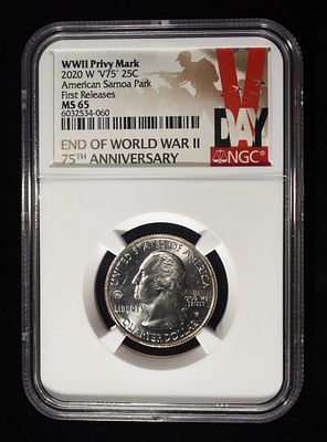 2020-W 'V75' WASHINGTON QUARTER NGC MS65. BID WITH SILVER CITY AUCTIONS ESTIMATE $75 - $100.