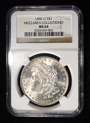 1888-O MORGAN DOLLAR NGC MS64. CHECK OUT OUR UPCOMING AUCTIONS ESTIMATE $100 - $150.