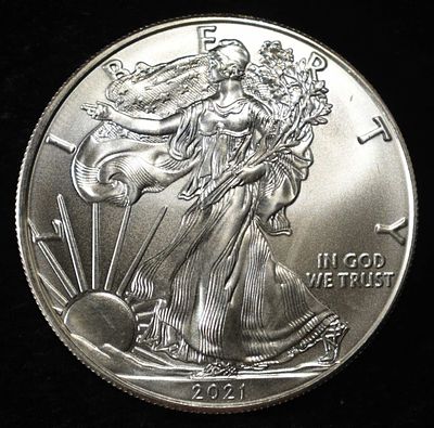2021 AMERICAN SILVER EAGLE. TOP RATED AUCTION HOUSE ESTIMATE $130 - $180.