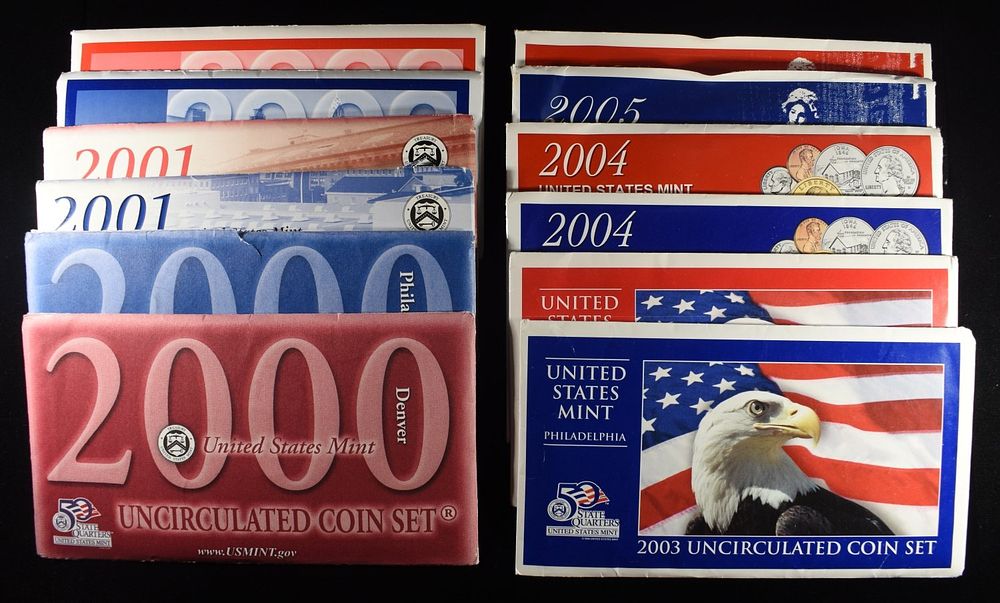2000-2005 MINT SETS. BID WITH SILVER CITY AUCTIONS ESTIMATE $60 - $80.