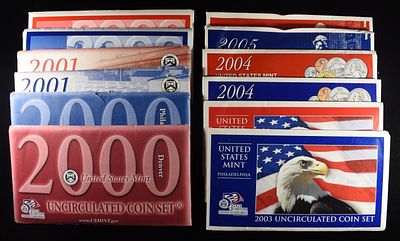 2000-2005 MINT SETS. BID WITH SILVER CITY AUCTIONS ESTIMATE $60 - $80.