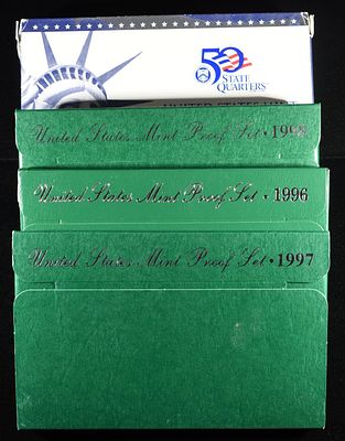 1996-1999 PROOF SETS. TOP RATED AUCTION HOUSE ESTIMATE $60 - $80.