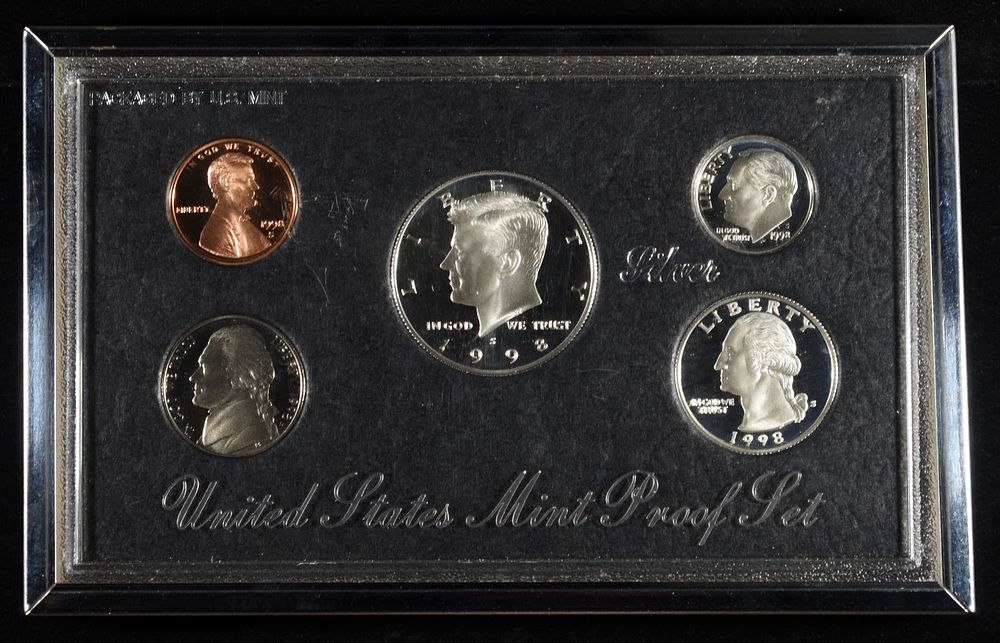 1998 SILVER PROOF SET. LEADERS IN ON-LINE AUCTIONS ESTIMATE $75 - $100.