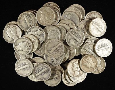 (50) MERCURY DIMES. TOP RATED AUCTION HOUSE ESTIMATE $330 - $380.