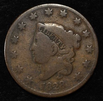 1828 CORONET HEAD CENT. BID WITH SILVER CITY AUCTIONS ESTIMATE $80 - $120.