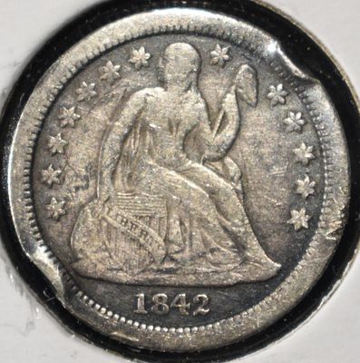 1842-O SEATED LIBERTY DIME. CHECK OUT OUR UPCOMING AUCTIONS ESTIMATE $220 - $260.